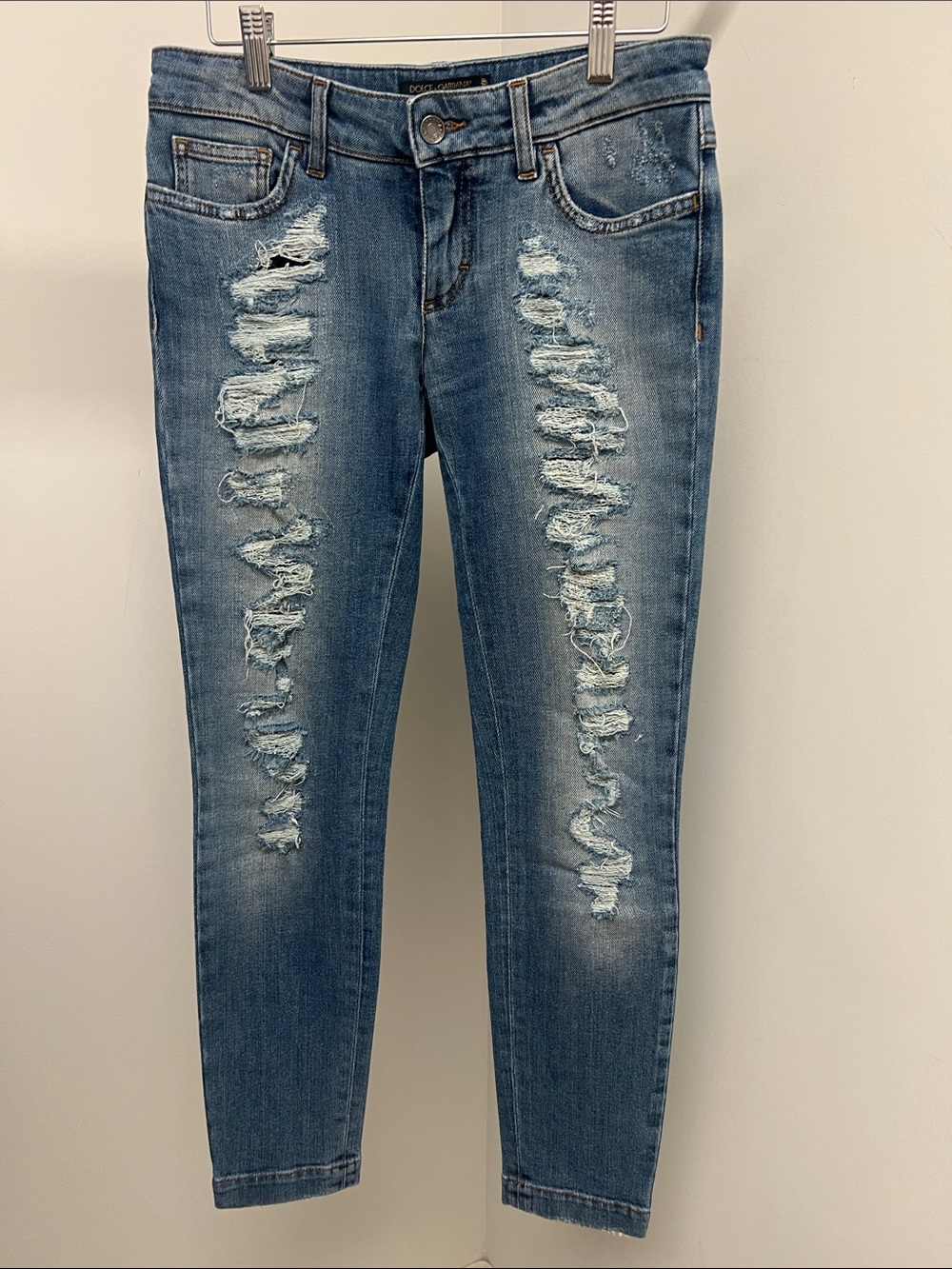 Dolce & Gabbana Distressed Light Blue Skinny Jeans